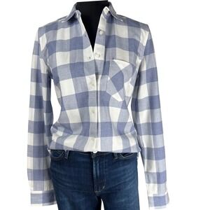 UNTUCKit Volnay Blue White Buffalo Check Button Up Shirt Size 4 Farmcore Cowgirl
